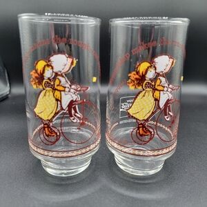 Vintage Coca-Cola American Greetings  Holly Hobbie Friendship Glass Set of 2